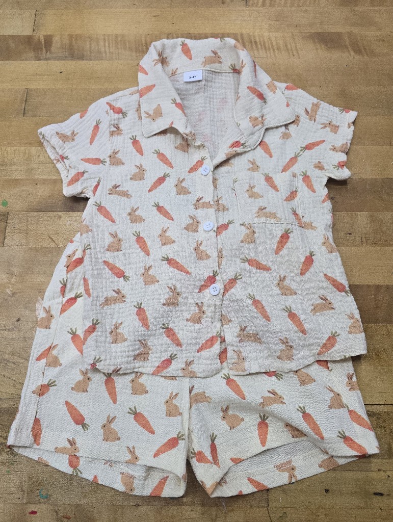 Kids:: Cotton Gauze Bunny Carrot 2pc Set